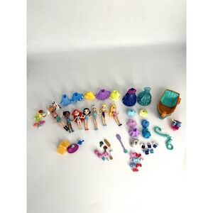 Disney Princess Lot of 50+ Figures - Polly Pocket Magic Clip Dolls Magic Dress
